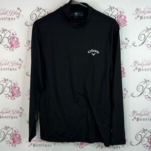 Callaway shirt turtleneck logo white front Men's Long Sleeve Black Tee